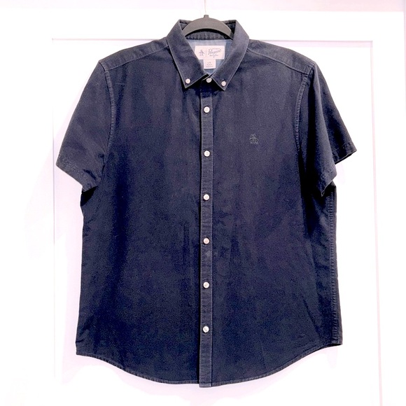 Original Penguin Classic Fit Button Down Cotton Shirt, men Short Sleeve, Size L - Picture 2 of 6
